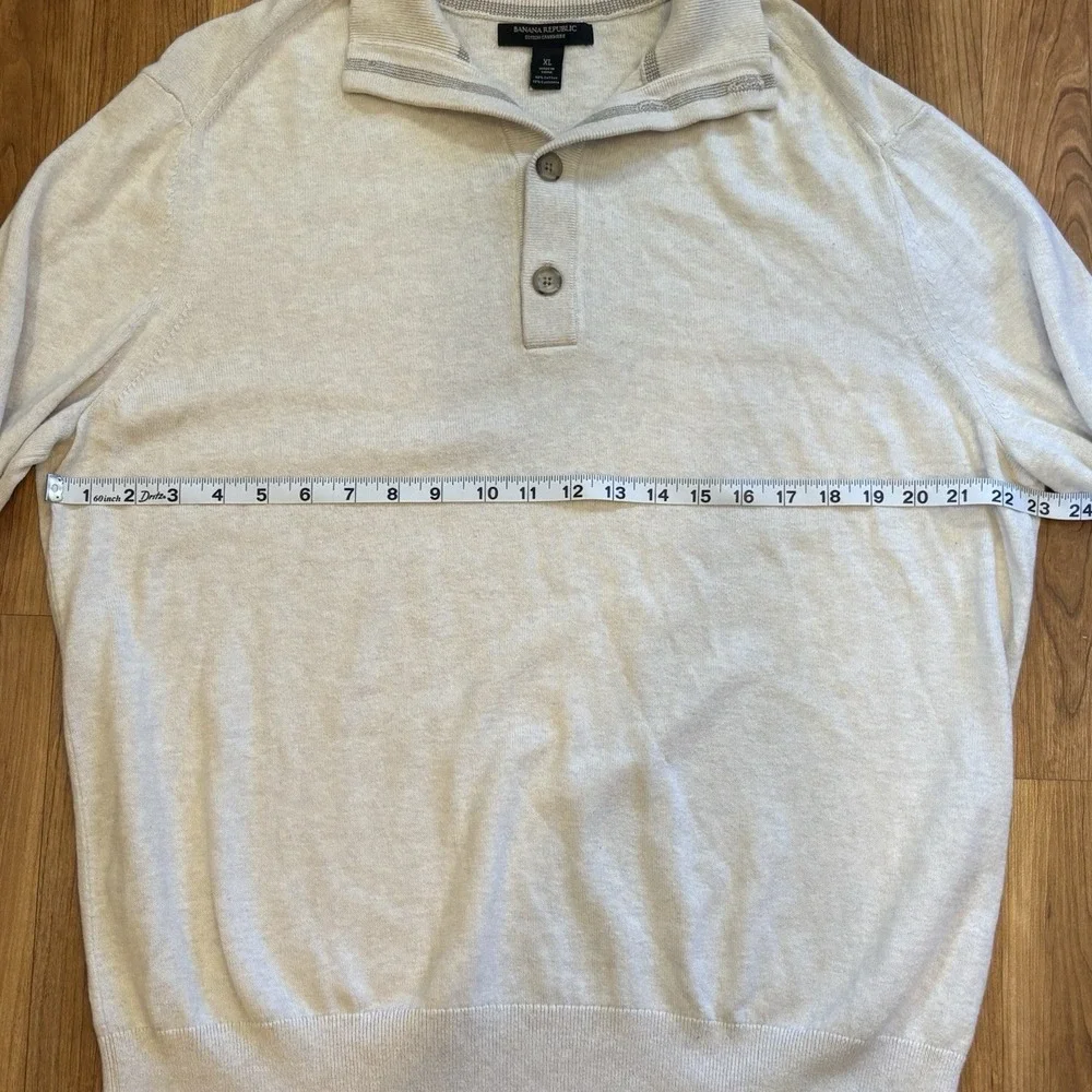 Banana Republic Men's Cotton Cashmere Sweater XL Cream Color Quiet Luxury Cozy